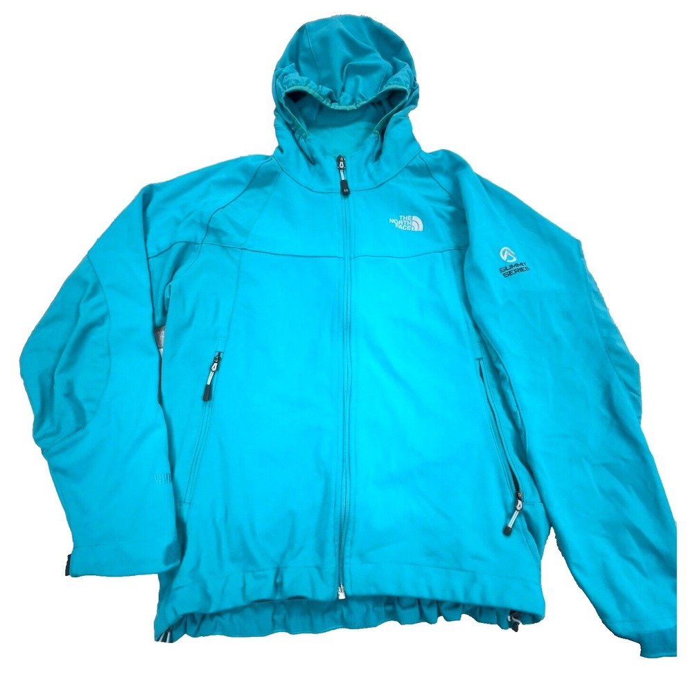 North Face Jacket Women Medium Blue Soft Shell Summit Series Teal Windbreaker *